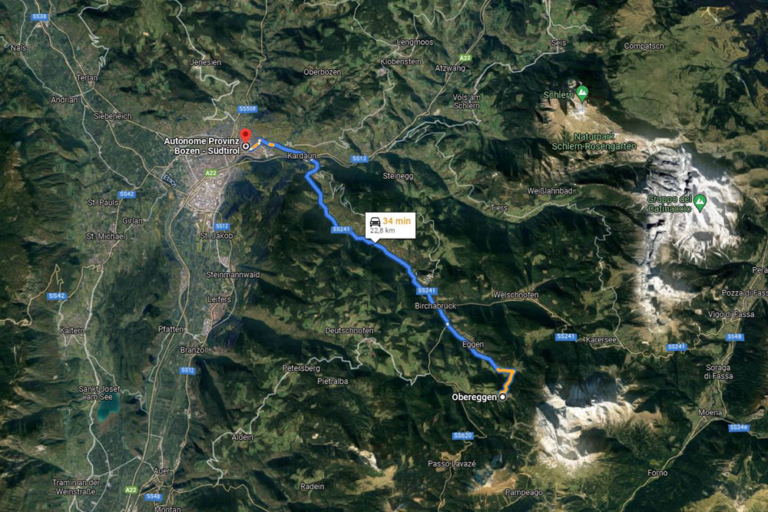 Anfahrt-Skigebiet-Obereggen